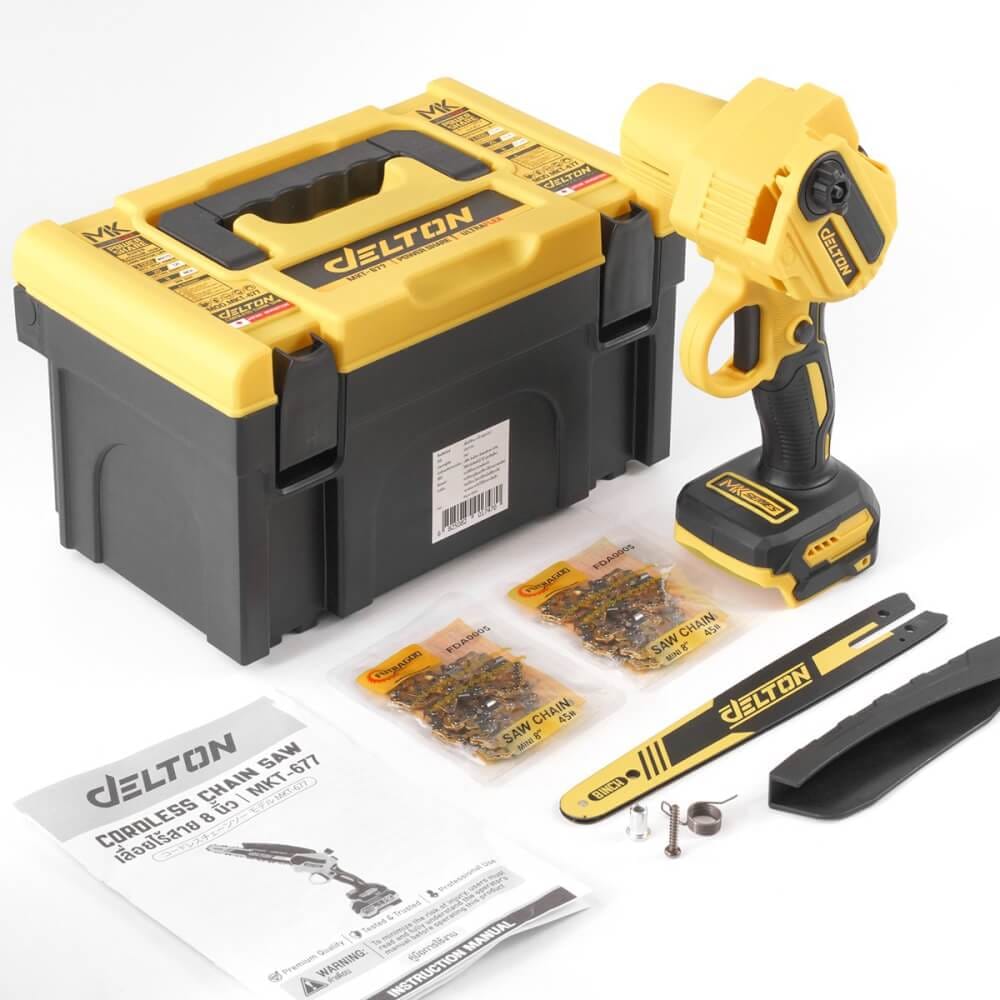 เลื่อยโซ่ไร้สาย (พร้อมแบตเตอรี่) DELTON รุ่น MKT-677 TURBO FORCE 20V 12AH